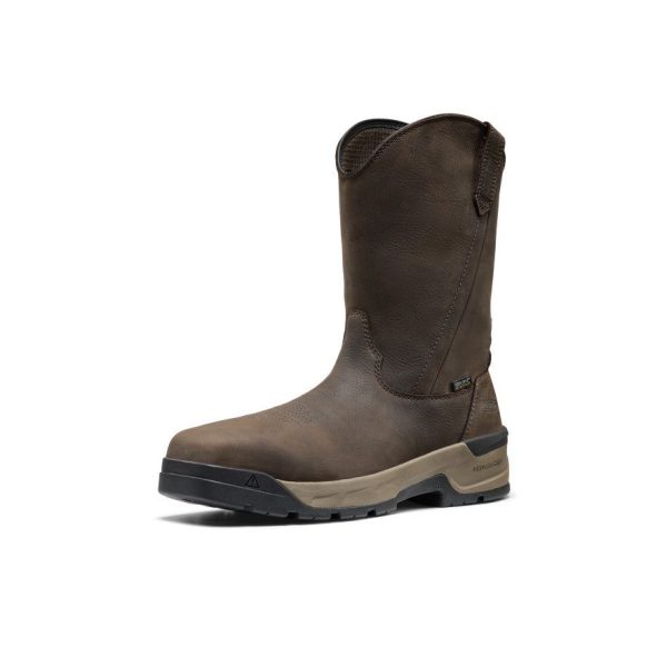 Men's Flatland Pull-On Waterproof Work Boot (Carbon Toe) | Dark Brown/Black