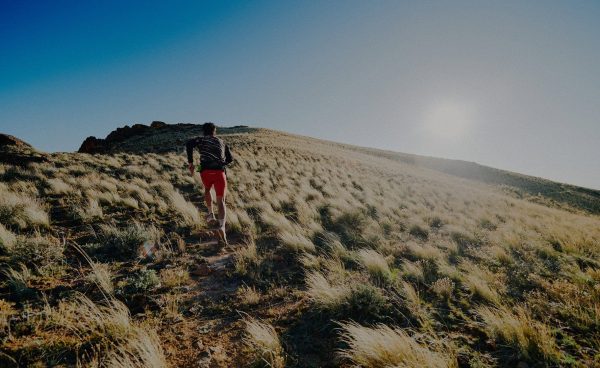 Men's Seek Trail Running Shoe  |  Black/Sunset Sand