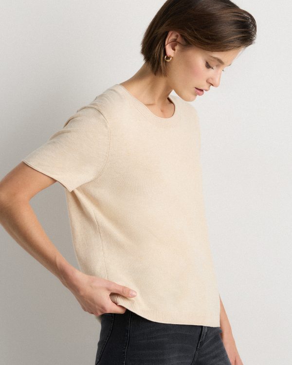 Lightweight Cotton Cashmere Relaxed Sweater Tee
