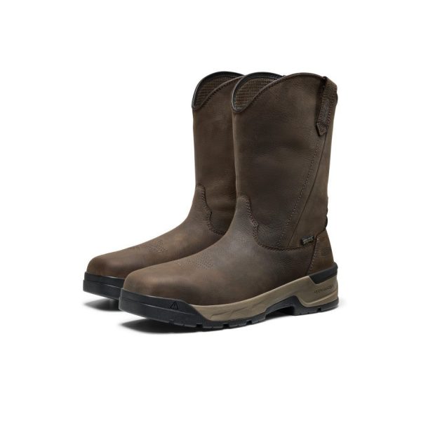 Men's Flatland Pull-On Waterproof Work Boot (Carbon Toe) | Dark Brown/Black